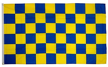 Digni Bandiera a Quadri Blu-Gialli - 90 x 150 cm Sticker Gratis