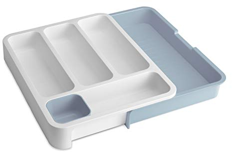 Joseph Joseph Drawer Store Erweiterbarer Besteckkasten- Grau Blau, 37x27.8x5.3 cm