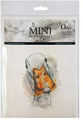 ITD Collection - Mini Reispapier Kreatives Set 14,8 x 14,8 cm (6 Blätter), Decoupage Reispapiere für Basteln, Papier zum Dekoration, Mehrfarbig (RSM002)