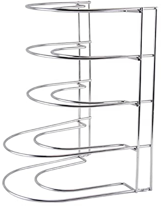 SILVANO Estante Organizador para Sartenes y Tapas - Utensilio para Cocina - Acabado Cromado - Ordena tu Cocina de Manera Sencilla - Medidas: 24 x 23 x 31 cm - Menaje de Cocina