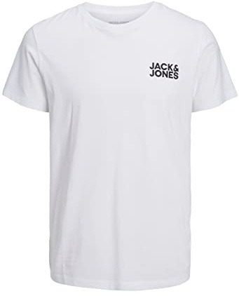 Jack & Jones Men's T-Shirt T Shirt, White, 5XL Plus