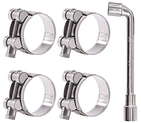 Glarks 4Pcs 40-43mm T-Bolt Morsetti Tubo In Acciaio Inox 304 Heavy Duty Morsetti Tubo Morsetti Regolabili per 1.6 ''-1.7 '' Dia Range Hose (40-43MM)