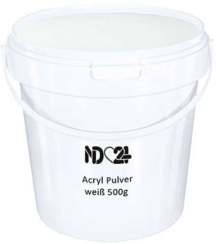 ND24 Acrylpulver für Nägel Weiß 500g – Feines Acryl-Nagel-Pulver in Studioqualität für Acrylnägel – Perfekt für professionelle Anwendungen als Acryl Pulver und als Ergänzung für Acryl Nägel Set