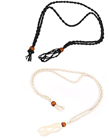 KINBOM 2Pcs Halskette Schnur Leer Stein Halter, Wiederverwendbar Handgefertigt Verstellbar Extra Groß Indische Halskette Schnur für DIY Handwerk Schmuck Kristalle Perlen Anhänger Amulett Jade