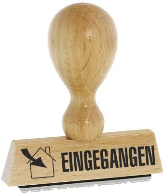 Office-Stempel/Lagertext – EINGEGANGEN - von Kaufhaus2010 Buchenholzstempel – Lagertextstempel zur Kennzeichnung von Rechnungen und anderen Dokumenten 4 cm lang