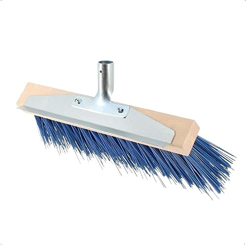 Winterbesen 35 cm - Allwetterbesen mit Metall-Kratzleiste | Stabiler Kehrbesen mit blauen Elaston-Borsten und Metallhalter, idealer Besenkopf für groben Schmutz im Außenbereich