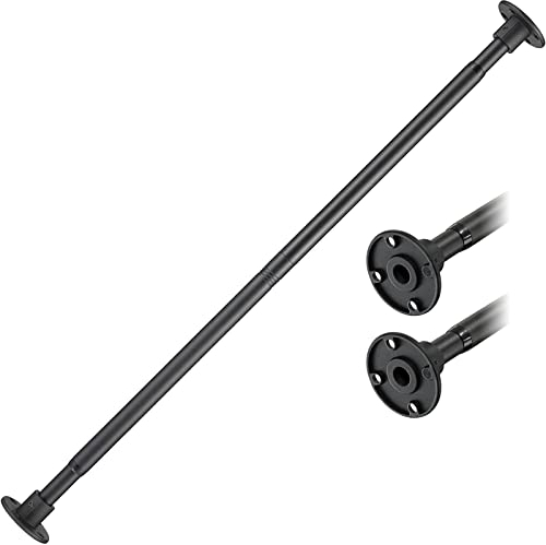 Bastone per Tenda da Doccia Estensibile Stile Industriale, 74-163 cm Asta per Tende da Doccia Telescopica in Ferro Regolabile per Doccia e Vasca da Bagno, Comprese Viti e Tasselli/Nero Opaco