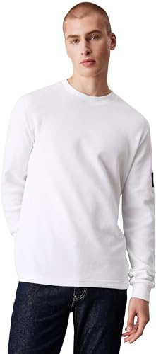 Calvin Klein T-Shirt Manches Longues Homme Badge Waffle Basique, Blanc (Bright White), XXS