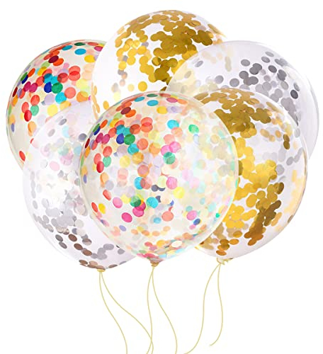 Große Ballons XXL, XiXiRan 6pcs Riesenluftballons 90cm, Luftballon Gross Rund, Große Latex Ballons 36 Zoll, Ballon Gross Durchsichtig, XXL Ballon Beige, Luftballon Gross zum Glitzer Gold/Silber/Bunt