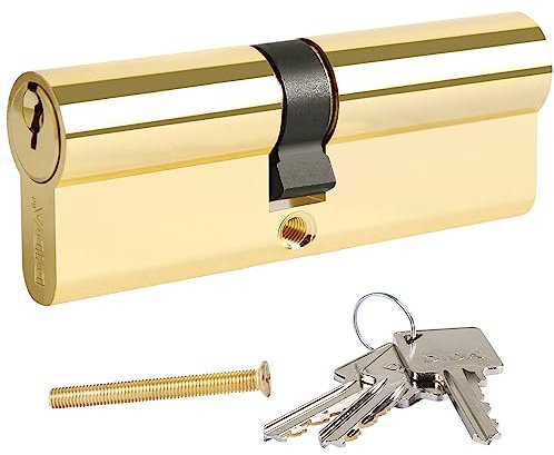 Dida 95mm Euro Barrel Lock 45/50 Door Barrel Lock with Key UPVC Door Lock Barrel Profile Lock with 3 Keys Anti-Pick Anti-Bump Anti-Drill Euro Cylinder Lock High Security Polish Finish BS EN 1303:2005