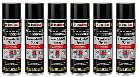 Isolbau Folienkleber-Spray - Professioneller Baukontaktkleber zum Verkleben von Bau- und Dampfsperrfolien - Für PVC, Holz, Beton uvm - 6 x 500 ml