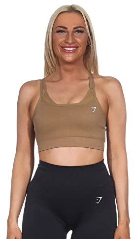 GYMSHARK Damen Adapt Fleck Seamless Sports Bra Farbe: Hellbraun (Mineral); Größe: M