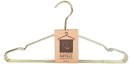SVITA 10er Set Kleiderbügel mit Hosensteg dünn leicht Metall Gold