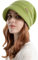 Enwokran Damen Strickmütze Beanie Mütze Gefüttert Fleece mit Krempe Baskenmütze Warme Schirmmütze für Winter (Grün)