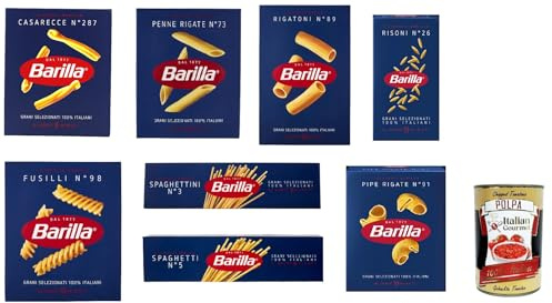 Italian Gourmet Pasta Best Selection Testpaket pasta italiana 8 x 500g Mix | Sortenpaket di formati classici, ideale zum Probieren, für primi piatti, Gesamtnettogewicht 4 kg + Kostenlos Polpa 400g