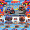 Monster Truck Birthday Party Supplies, Monster Truck Party Decorations Set including Backdrop, Plates, Cups, Napkins, Tablecloth, Balloons for Children birthday Party