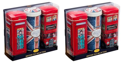 Heritage Tea Selection Triple Tea Tins of 14 Gift Pack Union Jack (Pack of 2)