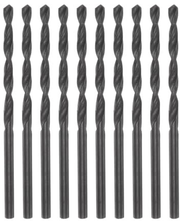 sourcing map 10pcs Jobber Drill Bits 3mm (3/25) Nitride Coated High Speed Steel (HSS) 4241 Twist Drill Bits for Stainless Steel Copper Aluminum Alloy Metal Wood Plastic, Black