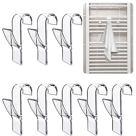Wekuw 8 Piezas Ganchos para Radiador Toallero, Radiador de Baño Colgador, Ganchos Radiador Toallero de Plástico,Gancho para Radiador Toallero Resistentes para Toallas y Ropa (Transparente)