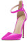 blingqueen Scarpe da donna in pizzo con tacco alto a spillo, fucsia lacca, 46 EU