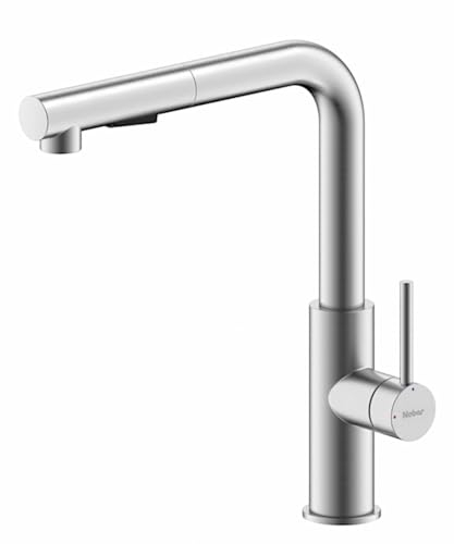 NABER Armatur NAMOR 4 in EDELSTAHL gebürstet mit schwenkbarem Brauseauslauf/Küchenarmatur/Einhebelmischer