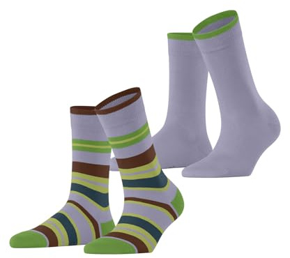 ESPRIT Damen Retro Stripe 2-Pack Socken atmungsaktive biologische nachhaltige Baumwolle gemustert 2 Paar