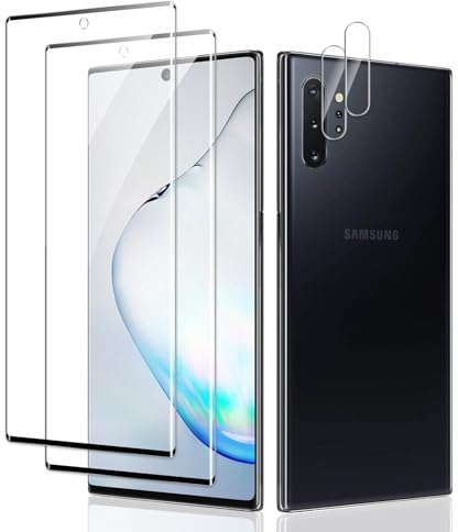 Schutzfolie für Samsung Galaxy note 10, 2 Stück 3D Vollständige Displayschutz Folie mit 2 Stück Kameraschutz, Panzer Schutz Glas, Sensitive Touch, HD, Blasenfreie, Anti-Kratzer