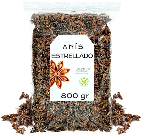 Anis Estrellado 800g - Anis Estrellado Entero - Infusion Anis Estrellado - Te de Anis Estrellado - Badiana - Infusiones a Granel - Propiedades Naturales (800 gr)