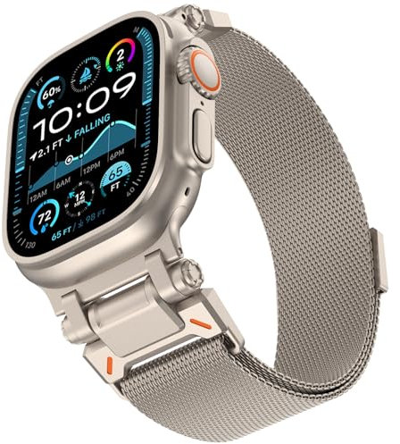 CHANCHY Milanese armband für Apple Watch Armband 49mm 46mm 45mm 44mm 42mm(series 3 2 1),Metall magnetisch Armband Geeignet für Apple Watch Ultra 2/Ultra Serie 10 9 8 7 6 5 4 3 2 1, Titan
