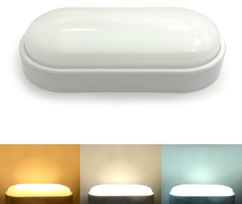 YJY LIGHT LED Deckenlampe 14W 1600LM Kellerlampe Oval 48MM Wandlampe CCT 3000K/4000K/6000K Badlampe Decke IP54 Wasserfest 230V Deckenleuchte Flach für Badezimmer Wohnzimmer Keller Flur (1 Stück)