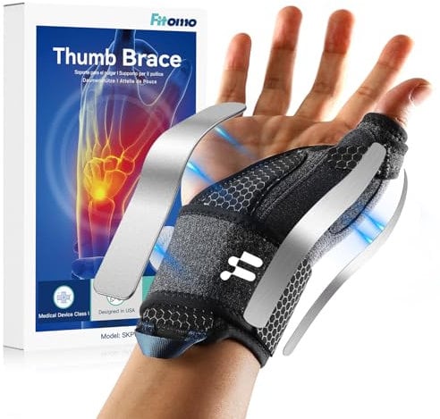 Fitomo Daumenbandage, 2-in-1 für Tenosynovitis von De Quervains, Arthritis, Klickfinger, Sehnenscheidenentzündung, Schmerzlinderung im Karpaltunnel, Daumenverstauchung