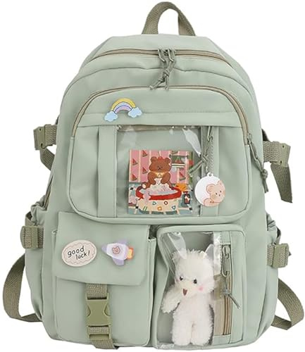 Xrten Rucksack Kawaii,Kawaii Große Kapazität Niedlichen Bären Zubehör Schultasche Multi Pocket Laptop-Rucksack für Teenager-Mädchen