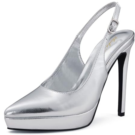 Zhabtuc Décolleté con Plateau 12,5 cm Punta Chiusa con Tacco a Spillo Slingback da Donna Scarpe da Sera per Passi Femminili sicuri