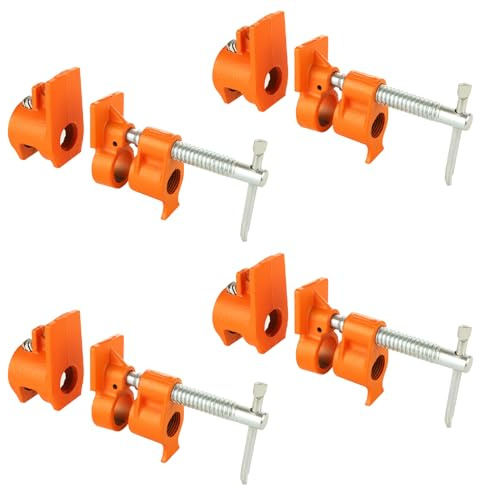 EATHEATY 4 Pack 1/2 Inch Pipe Clamps Wood Gluing Pipe Clamp Set, Heavy Duty Woodworking Cast Iron for Woodworking Assembly or Cuttings, Fixture for 1/2 Inch Black Pipe