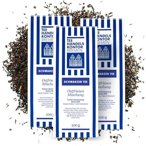 Hochwertiger, Ostfriesentee lose | Schwarzer, loser Premium Friesentee 3 x 100 g | Tee in Spitzenqualität und aus traditioneller Herstellung | TEE HANDELSKONTOR BREMEN