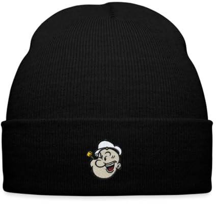 Spreadshirt Popeye Als Stickmotiv Wintermütze, One Size, Schwarz