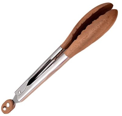 VZU 30cm Küchenzange aus Edelstahl und Holz, Grillzange Holz, Holzzange, Servierzange, Zange Küche, Nudelzange, Fleischzange, Antibakteriell & Pflegeleicht, Keine Kratzer auf Pfannen & Töpfen