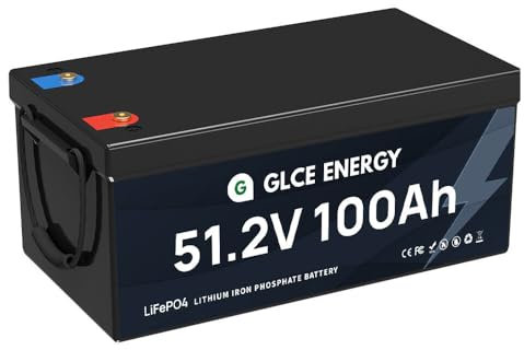 GLCE ENERGY Batería LiFePO4 de 48 V y 100 Ah, baterías de ciclo profundo, Bluetooth 100 A BMS, descarga máxima de 300 A/5S, 6000 ciclos, perfecto para sistema solar y fuera de cuadrícula