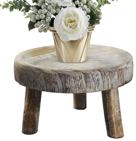 Wooden Plant Stands - Solid Wood Garden Plant Pot Riser Display Stands | Flower Pot Stool Riser | Nature Indoor Plant Stand | Round Plant Stand For Indoor, Outdoor, Patio, Garden