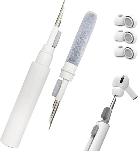 Ear Bud Cleaning Kit,Generic 3 in 1 Multifunctional Earbud Cleaning Kit,Universal Earphone Cleaner Pen with Sponge,for Most Wireless Bluetooth Earphones Keyboards Phone Dust Removal(White)