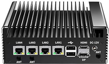 UDPTCP Mini PC industriale (scheda PCB a dieci strati), Desktop Fanless Computer Core N150, Windows 10 Pro, Dual LAN, 2xCOM RS232, USB 3.0, 4K HD DP, Auto Power On, GPIO, WiFi, NO RAM NO SSD