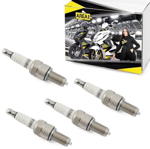 Area1 Motorroller Zündkerze 4x Typ CR8EB (entstört) passend für Peug. JetForce 125 TSDI, Citystar 125ir, Moto Guz. Griso 1200 8V, Norge GT 8V 1200, Stelvio 1200, MV Aug. F400 1000, Ital. Torpedo