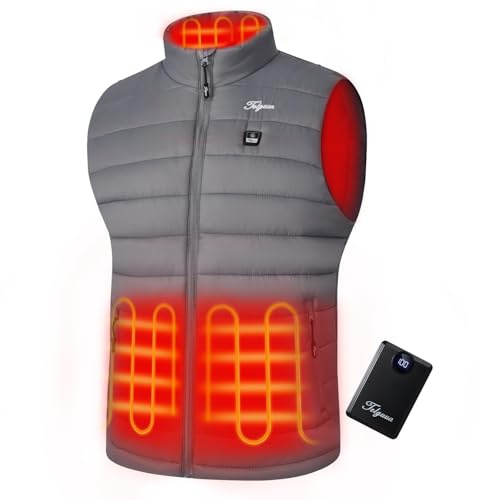 Telguua Chaleco Calefactable con Banco de Energía 12000mAh 5V, Chaleco Calefactor Hombre, Chalecos Térmico Recargable, Con 4 zonas de Calentamiento y 3 Configuraciones de Temperatura,Esquí,ciclismo