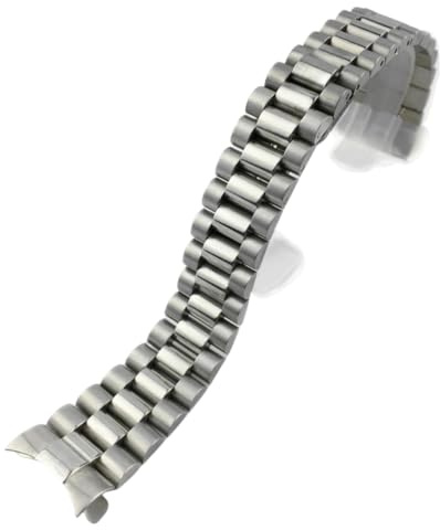 ROUREOX 3-Perlen Solid Metall Uhrarmband, Edelstahl Armband Ersatz Zubehör für Rolex Datejust/Oyster Perpetual-Silber 17MM