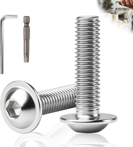 msymsyu Lot de 32 vis à tête bombée avec bride M6 x 35 mm Vis à tête bombée en acier inoxydable M6 à six pans creux Vis à tête plate avec 2 clés à six pans creux de 4 mm pour la construction mécanique