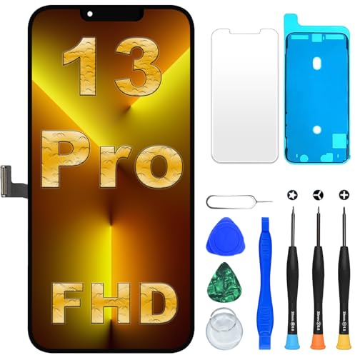 DIGI4U Display für iPhone 13 Pro, 6,1 Zoll FHD Bildschirm mit True Tone, Face ID & 3D Touch, Ersatzdisplay mit Reparaturset für iPhone 13 Pro