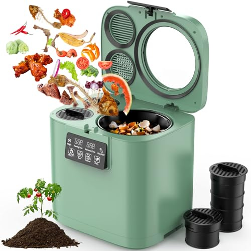 Growell 4L Electric Composter for Kitchen, Smart Countertop Compost Bin with Visible Window,Odorless & Low Noise, Auto-Cleaning,Turn Food Waste into Fertilizer, Food Waste Compost Indoor Machine, EC01