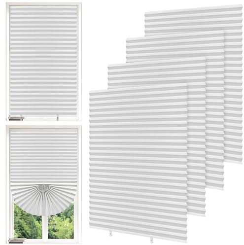 4 Pack Temporary Blinds - (Light Filtering, 60x150CM) No Drill Temporary Blinds Stick on Blackout Shades, Non-Woven Fabric Crop, Self Adhesive No Drill Blinds for Kitchen Bedroom Doors Windows