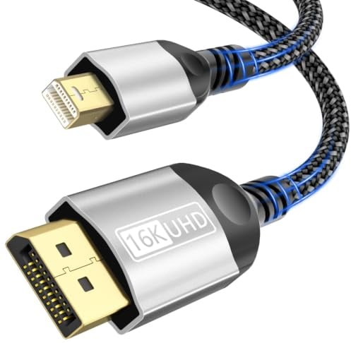 Cuszwee Mini DisplayPort auf DisplayPort Kabel 2.1,2M,Mini DP auf DP Kabel | 16K@60Hz 8K@144Hz 4K@240Hz,mit HDR G-Sync FreeSync DSC1.2,DisplayPort Kabel 2.1 für Gaming Laptop,MacBook,Monitor,NUC