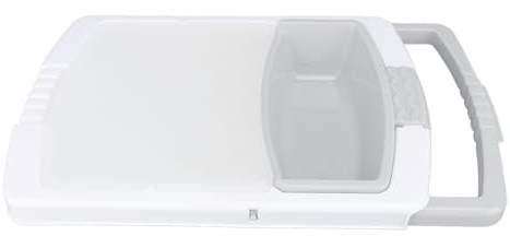 Tagliere sopra il lavello, tagliere in plastica multifunzione con di drenaggio e contenitore, cestino drenante compatto per la preparazione in e per spazi ridotti (Stile 2)